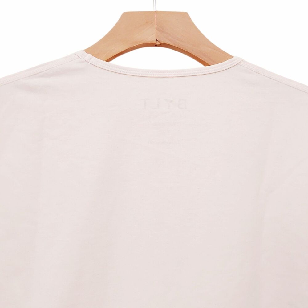 BYLT Basics Drop Cut T-Shirt Mens Large Beige Short Sleeve Curvy Hem Athleisure - Picture 5 of 10